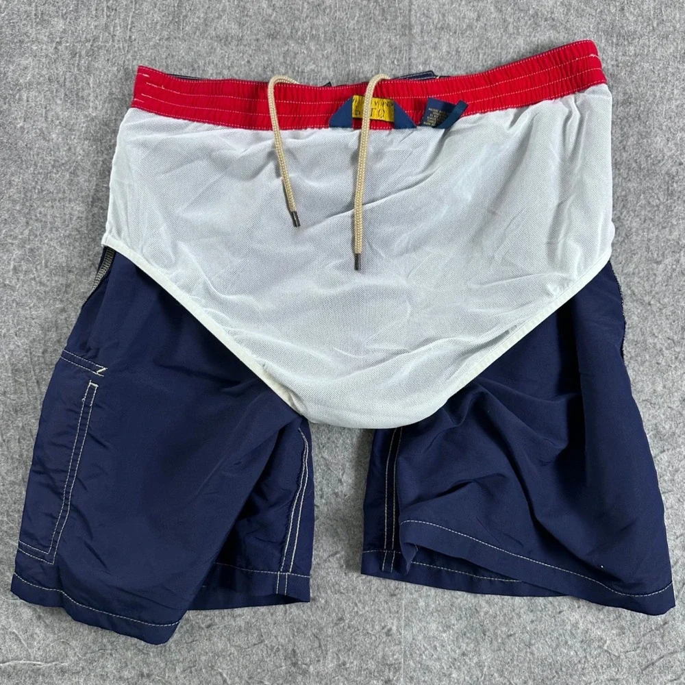 Polo Ralph Lauren Mens Navy Blue Cargo Swim Trunks Shorts Size Small Red Pony